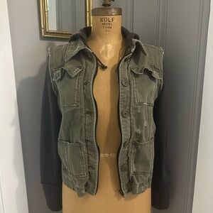 Free People Women’s Utility Hoodie Green & Black Jacket Sz S